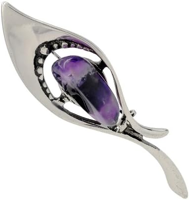 Simple Natural Amethyst Stone Fashion Brooch / Pin - Idea Gift for Christmas , Anniversary , Mother day - February Birthstone
