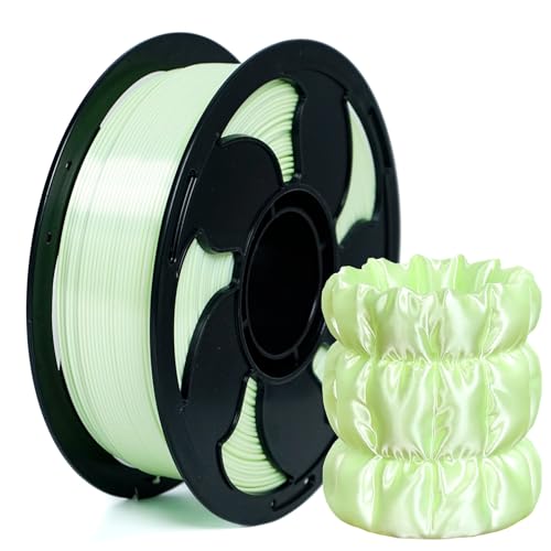 Image of Silk Light Green PLA 1.75mm 1kg Shiny Smooth Gloss 3D Filament Spool AMS | Qinghe High gloss Silk finish Smooth metallic surface Low warping 1kg spools 2.2lbs Decorative for Printer Bambu Creality