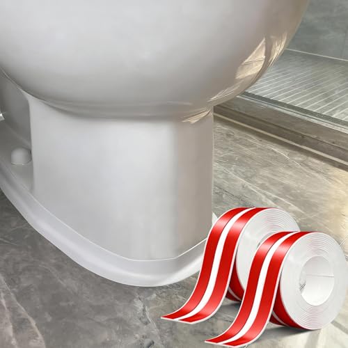 TATUNER Joint Salle de Bain, Ruban Calfeutrage Silicone Autocollant Anti-Moisissure Blanc - Joints Étanchéité pour Baignoire/Toilettes/Douche, 8m au total