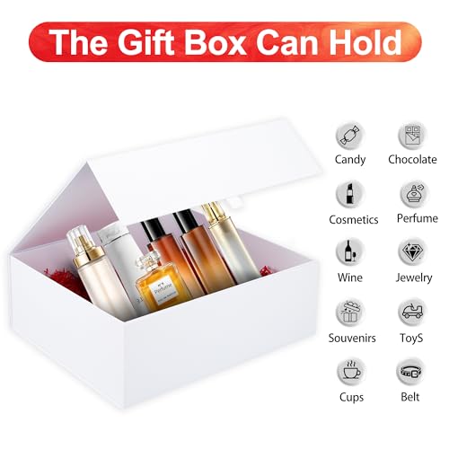 Image of Rsgift 3 Packs Gift Box 18x15x6.1 Inches,White Gift Boxes with Lids,Collapsible Groomsmen Proposal Box with Magnetic,Extra Large Gift Boxes for Presents,Wedding,Christmas,Birthday