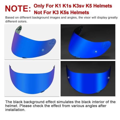 Image of PSLER Shatterproof Helmet Visor for K1 K1S K3SV K5 K5S,Deep Blue | Impact-Resistant ,UV400 Protection, Motorcycle Tinted Face Shield for K1 K1S K3SV K5 K5S ,Visor Replacement