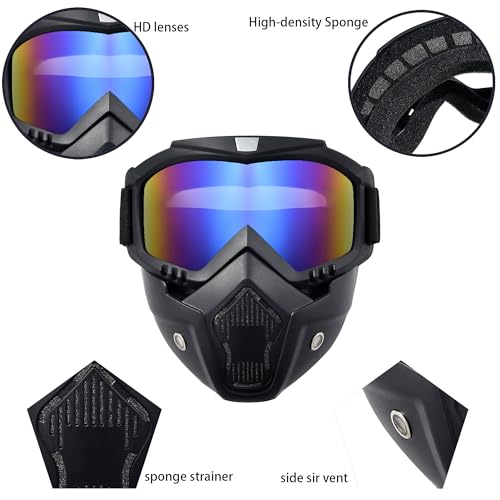 Motorcycle Face Mask Goggles Dirt Bike Goggles Grip for Adults Helmet Anti UV Windproof Dustproof Anti Fog Glasses for Riding ATV Off Road Racing with Cool Look Paintball Airsoft Mask - Thumbnail 2