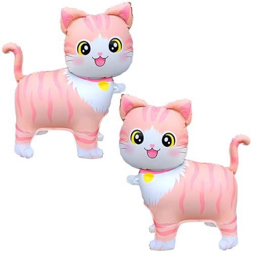 2PCS Ballon Helium Chat,Chats Ballon Animaux,Chatons Aluminium BaLlon,Chat ballon Helium Animaux Marchant,Chatons Aluminium ballon, Décorations pour Mariage, Anniversaire, Fête