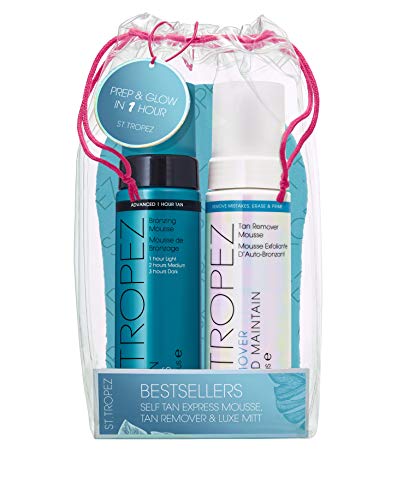 St. Tropez Fake Tan, Self Tan Bestsellers Kit, Beauty Gift for Her with Full Size Express Tanning Mousse, Tan Remover and Tan Applicator Mitt