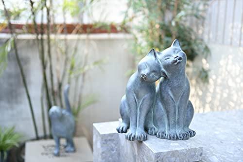 Newman House Studio Garden-Statues Cats Kitten-Couple Figurines Decor - Polyresin Sculpture For Outside Farmhouse Yard, 8.9*8.3*10.9 Inch #TOP4
