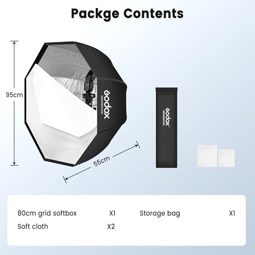 Godox Portable 95cm/37.5" Umbrella Octagon Softbox Reflector with Carrying Bag for Studio Photo Flash Speedlight