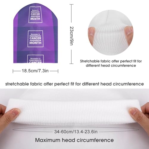 I Wear Purple for Pancreatic Cancer Awareness Kids Beanie Hat for for Girls Boys Children Cap Winter Knitted Chemo Cancer Headwear Accessories Gifts Decoration2