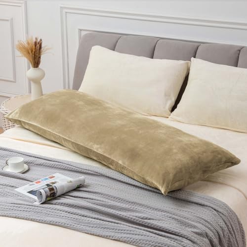 Image of BEDELITE Body Pillow Cover with Zipper, Camel, 20x54 Inch, 1 Pack