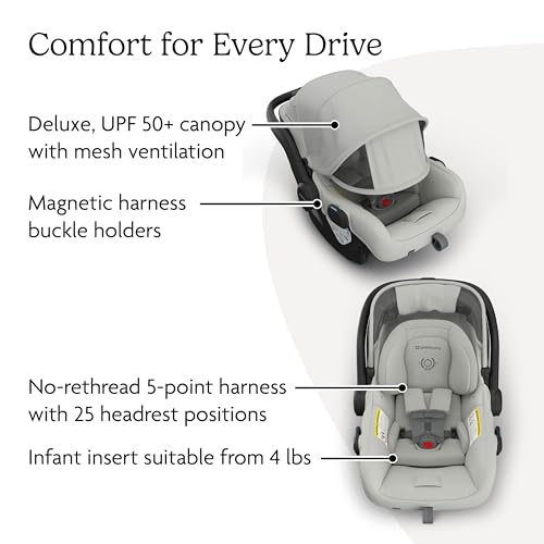 Image of UPPAbaby Cruz V3 Stroller + Mesa V3 Car Seat Travel System Combo - Toddler Seat, Bumper Bar, Bug and Rain Shields, Car Seat Base, and Infant Insert Included - Savannah (Pearl Gray Jacquard)