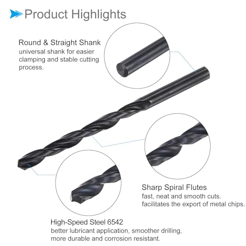 CoCud 6542 Hochgeschwindigkeitsstahl Spiralbohrer, Durchmesser 6,3 mm, Länge 100 mm, Schwarzoxid gerade Spiralbohrer - (Anwendungen: für Metall, Holz, Kunststoff, Aluminium), 2 Stück