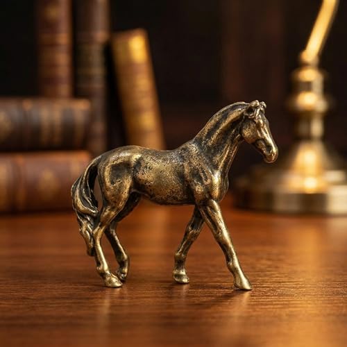 4 Piezas Estatuas de Ponis en Aleación de Cobre y Latón miniatura 4