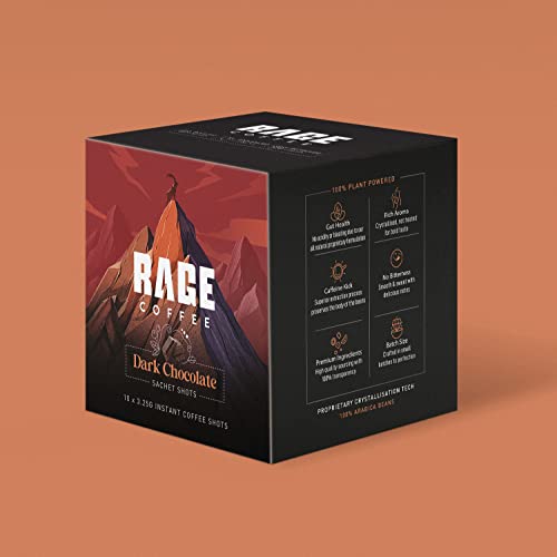Image of RAGE COFFEE - 3.25 Gms X 10 Sachet Shots Dark Chocolate - Premium Arabica Instant Coffee (Pack Of 2), Powder