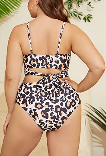 DamonLight Women's Plus Size Two Piece Bikini Swimsuit High Waisted Bottom Strappy Bathing Suit Swimwear, 4XL - Image 4