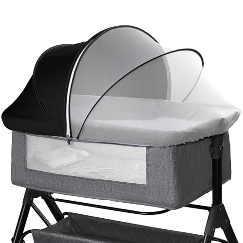 Image of Bassinet Mosquito Net Cover - Half-Blackout Mosquito Net for Baby Crib & Bedside Sleeper, Breathable Crib net with 2-Way Zipper, Sun-Blocking Baby Mosquito Net Cover (Black-Small)