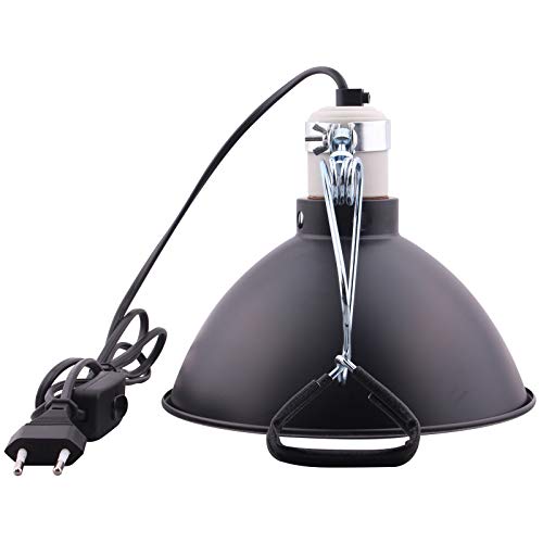 AIICIOO Support de lampe pour reptiles Fixation en dôme - Réflecteur de lampe de terrarium en douille céramique E27 pour lézard, tortue, dragon barbu, 21 cm
