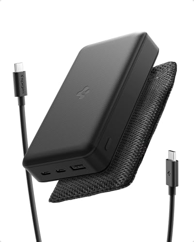 Spigen Essential 30,000mAh 30W Batterie Externe, Power Bank Charge Rapide, Chargeur Portable - Noir