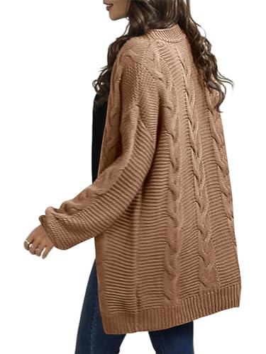 Image of Womens Oversized Chunky Open Front Cardigan Sweaters Cable Knit Long Sleeve Cardigans Outwear Coats
