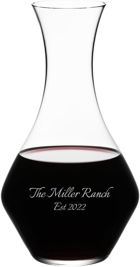 Riedel Personalized 37oz Cabernet Decanter Set, Includes Custom Engraved Crystal Wine Decanter with Two O Cabernet/Merlot Wine Tumblers for Home Bar, Gifts for Wine Lovers