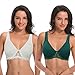 Curve Muse aux Femmes Non doublé Armature Dentelle Soutien-Gorge avec Rembourré Épaule Les Bretelles - Paquet de 2-Crème, Vert Foncé-115E