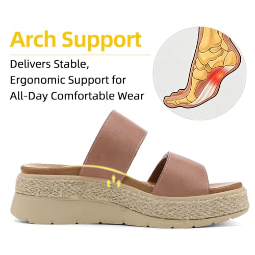 Image of UBFEN Womens Platform Wedge Sandals Orthopedic Arch Support | Espadrille Slides, Comfortable Cushioned, Dressy for Summer Walking, Beach Vacation