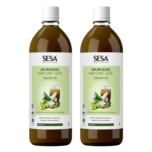 Image of SESA Ayurvedic Hair Care Juice1L (Pack of 2) |Hair FallCcontrol & Hair Growth | With Bhringraj, Aloe Vera, Amla & Daru Haridra