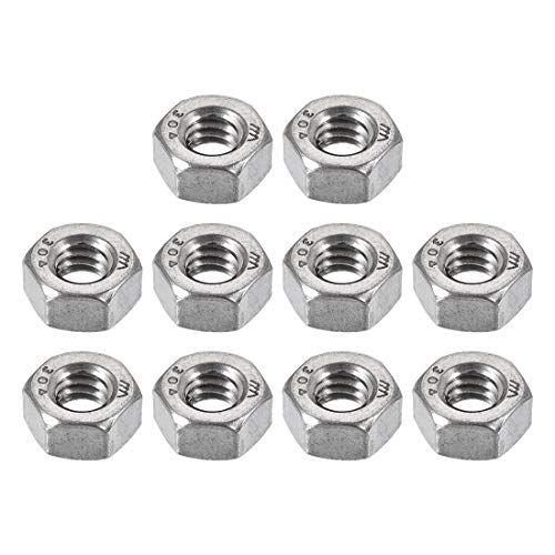 Sourcingmap Hex Nuts, 1/4-20 UNC 304 Stainless Steel Thread Hexagon Nut 10pcs