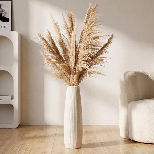 Ceramic Large White Vase, 18" Tall Floor Vase, Big Decorative