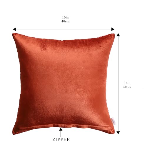 Image of Home- The Best is for You Luxurious Rust Velvet Cushion Covers Embroidered - Pack of 2, 16x16 Inch