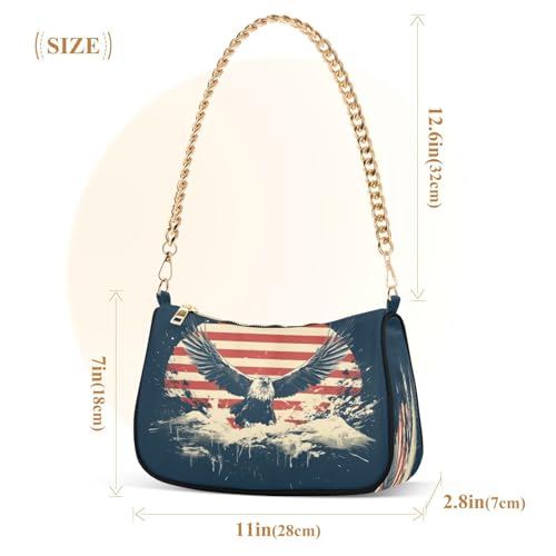 Image of Shoulder Bags for Women American US Flag Independence Day Patriotic Hobo Tote Handbag Small Clutch Purse with Zipper Closure