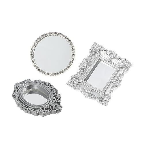 FAVOMOTO 9 Peças Mini Espelho Clássico Espelho De Parede Em Miniatura Cortinas De Casa De Bonecas Po