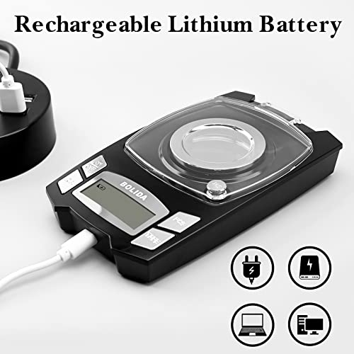 Next-Shine Digital Milligram Scale, Mini Pocket Professional Reloading Powder Scale Rechargeable 50G X 0.001G High Precision With 10G Calibration Weights Grams Ounces For Jewelry School Test #TOP4