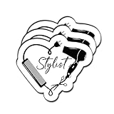 (3Pcs) Hair Stylist Heart Sticker Hair Hustler Hairdresser Barber Decals for Men Women Dad Adults Funny Laptops Phone Water Bottles Tumbler Cars Waterproof Vinyl Sticker Gifts Size 3'x2.8' Inch