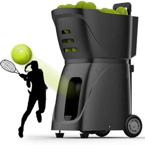 Máquina portátil de pelotas de tenis – Lanzador automático con capacidad de 150 pelotas, preprogramados y taladros personalizados para entrenamiento en solitario, ideal para principiantes