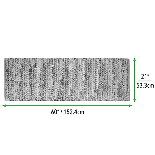 Mdesign Soft 100% Cotton Luxury Hotel-Style Rectangular Spa Mat Rug, Plush Water Absorbent For Bathroom Vanity, Bathtub/Shower, Machine Washable, Braided Design, Long Runner, 60" X 21" - Gray #TOP3