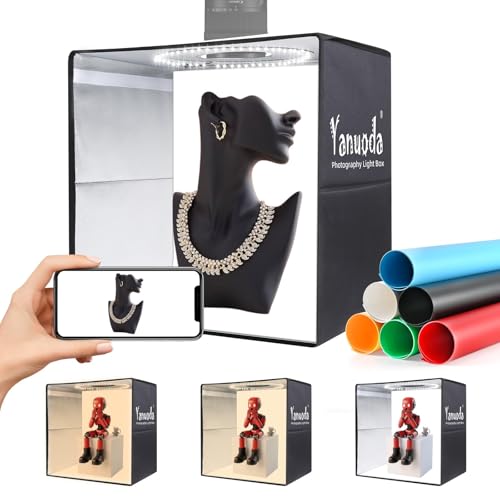 Upgraded USB-C 40x40cm Foto Lichtzelt mit 180 LED-Licht (CRI95) – Inkl. Diffusor, 6 PVC-Hintergründen & Dimmfunktion – Tragbares Tisch Fotozelt für...