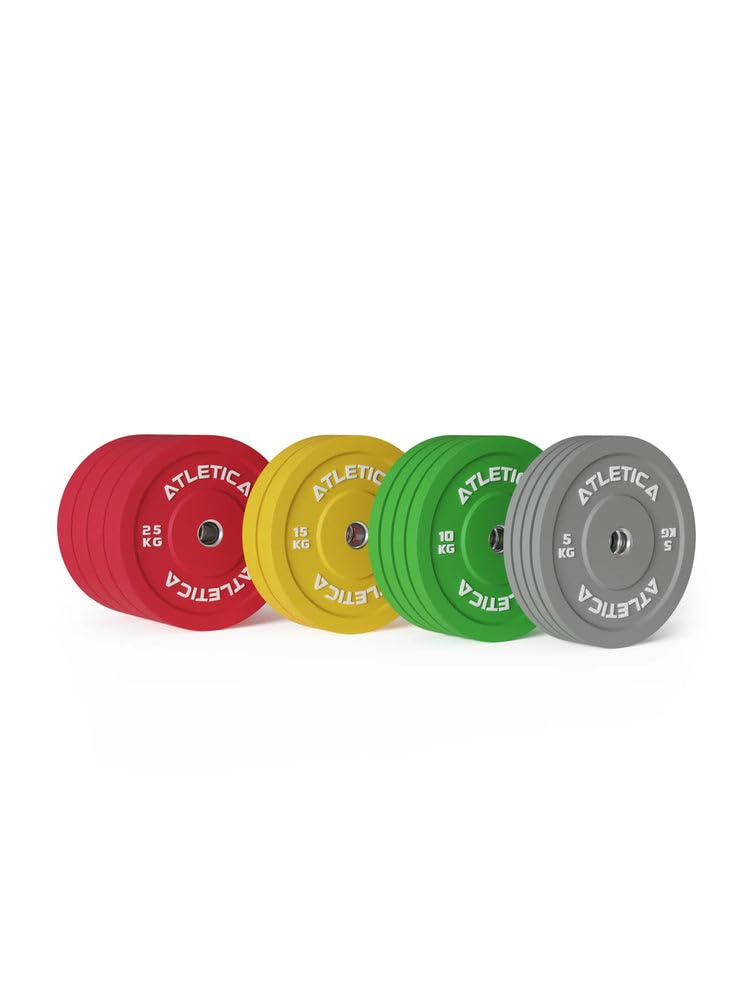 Atletica Set de Barre Olympique | Beta Powerlifting | Barre d'haltères Powerlifting | Disques Bumper de 190 kg | Colliers Pro | Couleur de la Barre d'haltères Beta Powerlifting: Vert Militaire