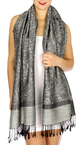 SERENITA Pashmina Shawls. Pashmina Scarfs. Large reversible wraps - Soft paisley Pashminas4