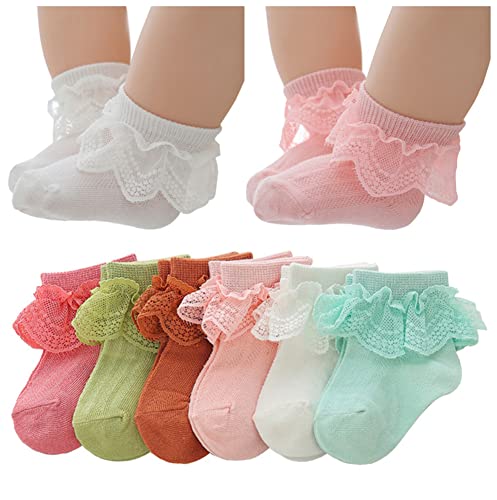 QandSweet Newborn Girls' Frilly Socks Baby Ankle Sock for Infant and Toddlers