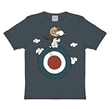 logoshirt®️ peanuts i snoopy i pilota i target i maglia i t-shirt stampate i bambini i ragazzo i blu grigio i design originale su licenza i taglia 7-9 anni