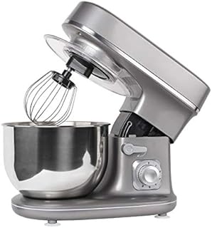 Molino Mikser stojący 1300 W srebrny – maszyna kuchenna i ugniatarka z podwójnym hakiem do zagniatania, trzepaczka do ciasta, trzepaczka, ochrona przed rozpryskiwaniem, 6 prędkości, misa ze stali nierdzewnej