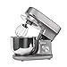 Molino, Stand Mixer, 1300 Watt, argento, robot da cucina e impastatrice con doppio gancio per impastare, frusta per impastare, frusta, paraspruzzi, 6 velocità, con ciotola in acciaio inox