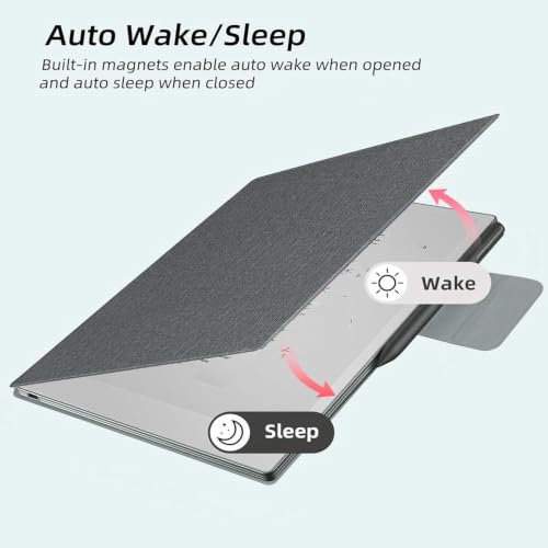 Funda para reMarkable Paper Pro de 7.3" gris con tapa plegable y auto-activación 2