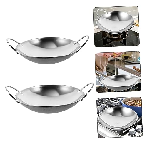Wok de acero inoxidable con doble asa, juego de 2 unidades miniatura 6