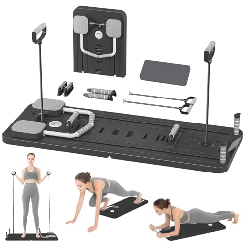 Tabla reformadora de pilates plegable multiusos para el hogar, tabla de pilates 5 en 1, para pilates, equipo de pilates (negro)