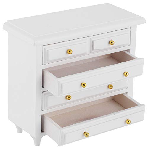 Zerodis Puppenhaus Schubladenschrank, 1: 12 Simulation Mini Möbel Weiß Holzschrank für Puppenhaus Dekoration Zubehör – Bild 6