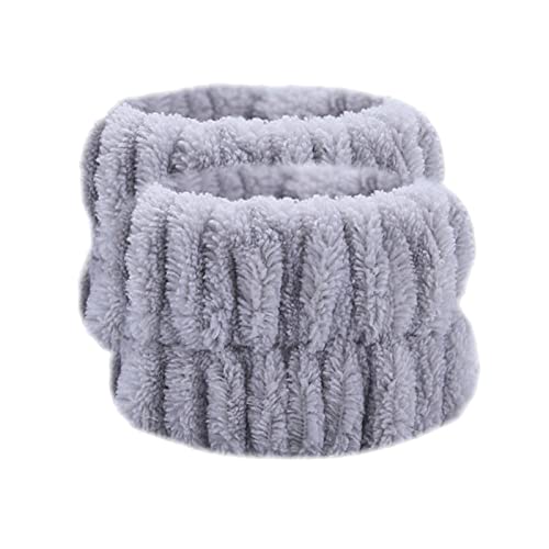 2枚洗顔リストバンドマイクロファイバーリストタオルバンド女性女の子用灰い