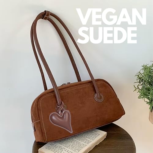 Image of Hobo bag with heart charm (Brown Suede)