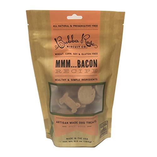 Bubba Rose Biscuit Co. - Bacon Butter Dog Biscuits - Homemade Dog Treats - 6.5 oz. - Hormone & Antibiotic Free, Zero Preservatives, Gluten-Free Dog Treats, Wheat-Free Treats, Made in The USA