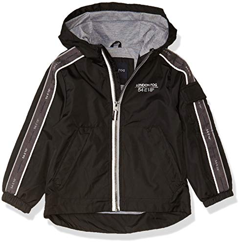 LONDON FOG Baby Boys' Chest Strip Poly Lined Jacket, Black, 2T