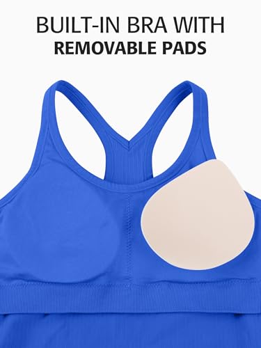 Image of ATTRACO Ribflex Ribbed Workout Tank Tops for Women with Built in Bra Racerback Scoop Neck Athletic Top